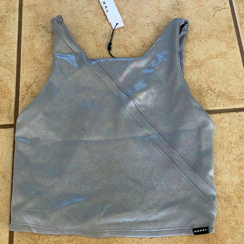 Koral Scuba Top Metallic Grey Size Medium